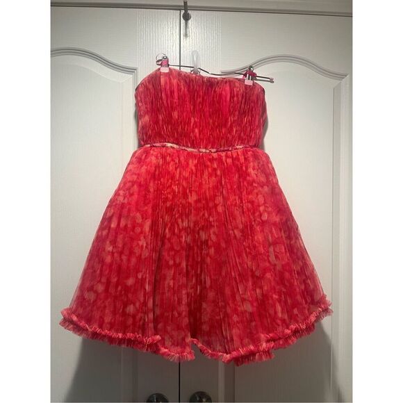 HUTCH Lenzy Strapless Pink Pleated Mini Dress princess poofy size S NWT - Picture 5 of 10